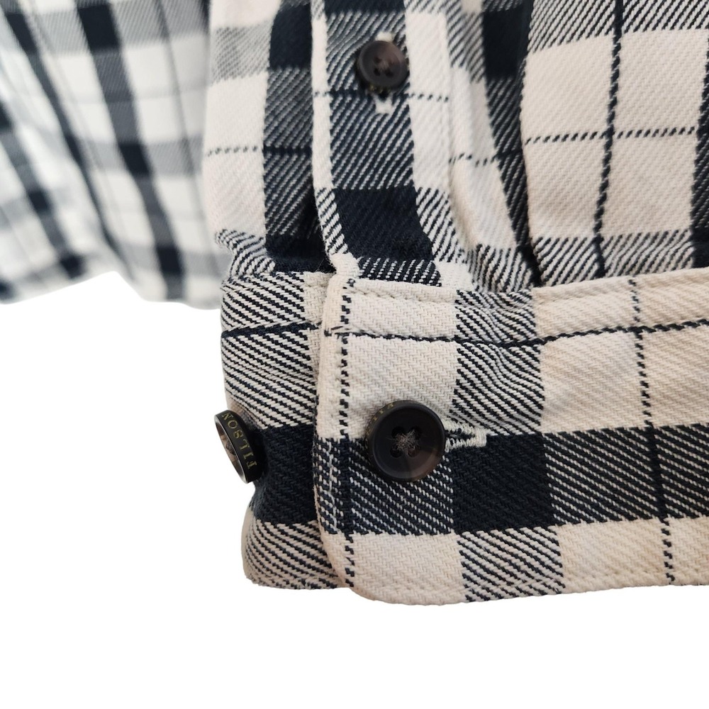 FILSON Alaskan Guide Shirt Womens Medium Cream Black Plaid Flannel Button Front - Picture 6 of 12